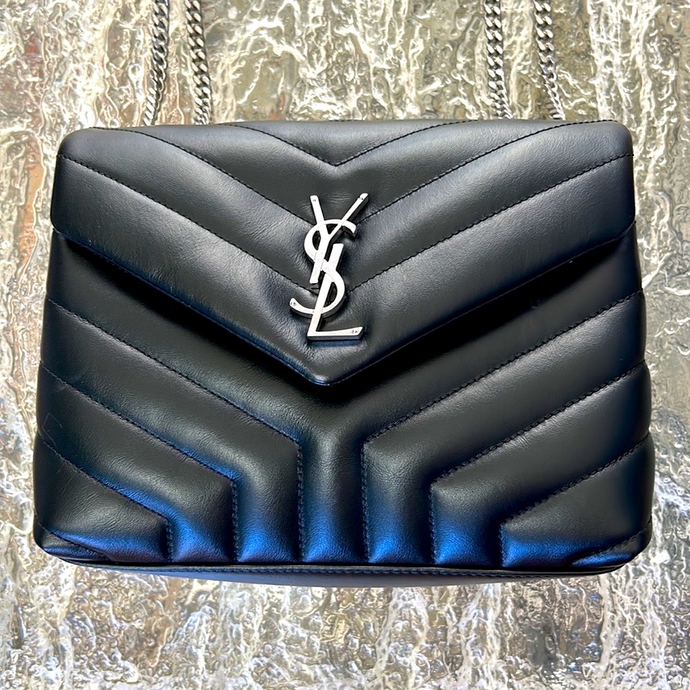 NWT YSL Loulou Small Matelasse Calfskin Flap Bag w/ Metal Straps